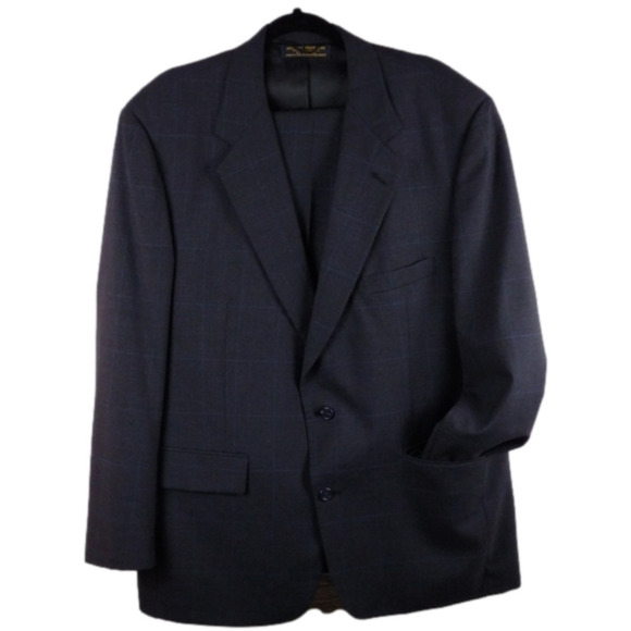 Brooks Brothers Black Windowpane Check One Notched Two Button Dress Suit Jacket - Picture 1 of 16